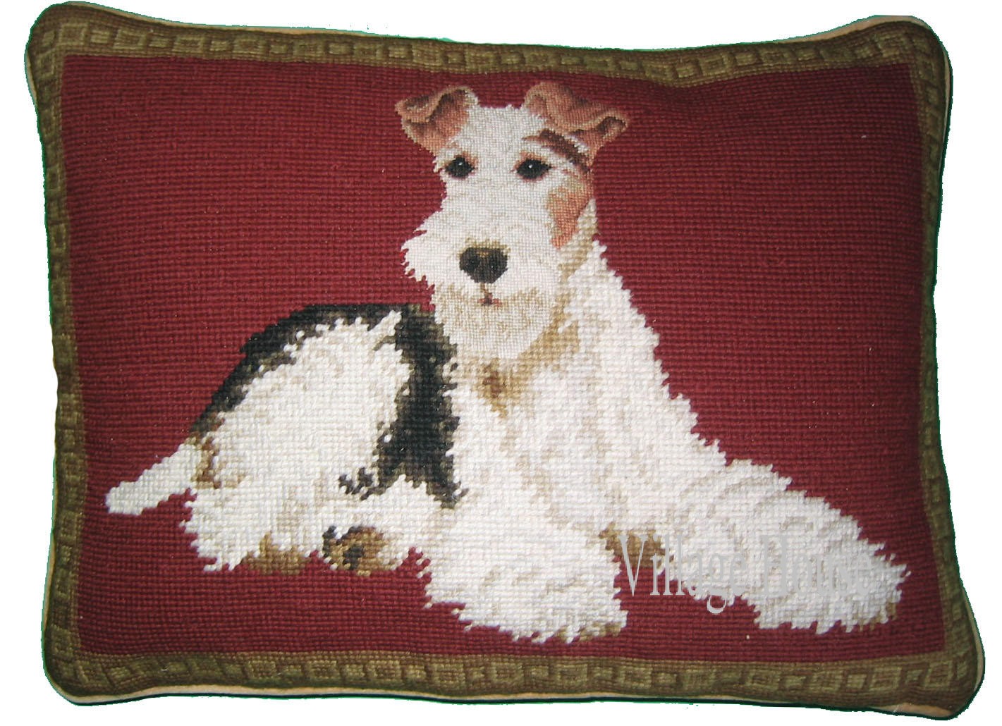 Oblong Wire-Hair Terrier Needlepoint-Pillow - Village House Pillows