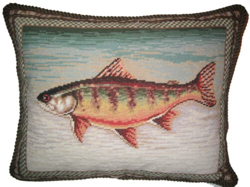 Trout I Needlepoint Pillow