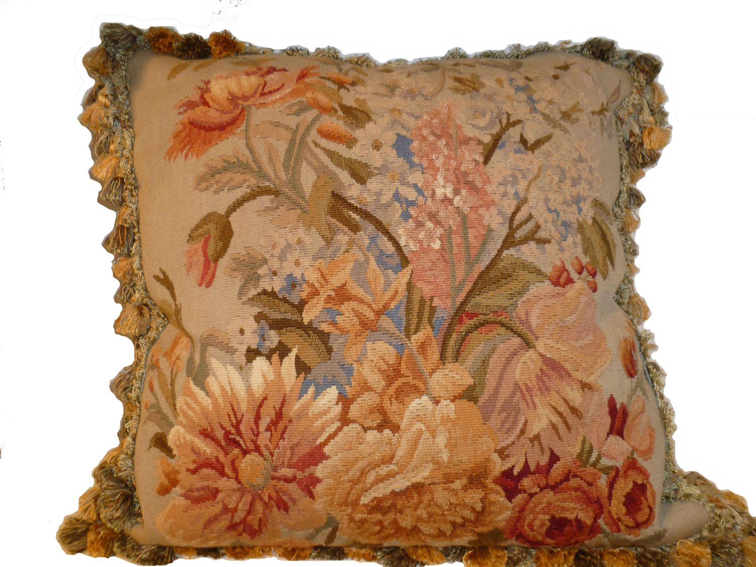 Past auction: Group of nine variously patterned needlepoint pillows 20th  century